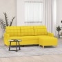 Sofá de 3 plazas con taburete de tela amarillo claro 180 cm en Sofás | Comprar online en Foru.es