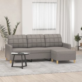 Sofá de 3 plazas con taburete de tela gris taupe 180 cm en Sofás | Comprar online en Foru.es