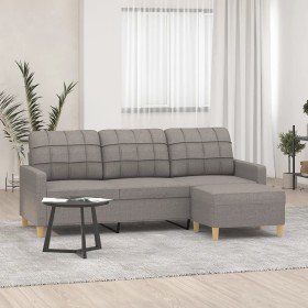 Sofá de 3 plazas con taburete de tela gris taupe 180 cm en Sofás | Comprar online en Foru.es
