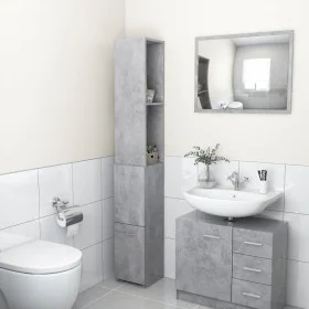 Armario baño madera contrachapada gris hormigón 25x26,5x170 cm de vidaXL, Muebles de baño - Ref: Foro24-808435, Precio: 52,34...