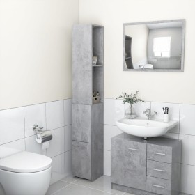 Armario baño madera contrachapada gris hormigón 25x26,5x170 cm de vidaXL, Muebles de baño - Ref: Foro24-808435, Precio: 53,13...