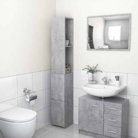 Armario baño madera contrachapada gris hormigón 25x26,5x170 cm de vidaXL, Muebles de baño - Ref: Foro24-808435, Precio: 53,13...