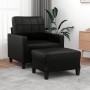 Sillón con taburete cuero sintético negro 60 cm en Sofás | Comprar online en Foru.es