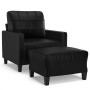 Sillón con taburete cuero sintético negro 60 cm en Sofás | Comprar online en Foru.es