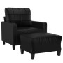 Sillón con taburete cuero sintético negro 60 cm en Sofás | Comprar online en Foru.es