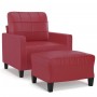 Sillón con taburete cuero sintético rojo tinto 60 cm en Sofás | Comprar online en Foru.es