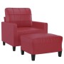 Sillón con taburete cuero sintético rojo tinto 60 cm en Sofás | Comprar online en Foru.es
