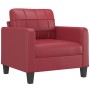 Sillón con taburete cuero sintético rojo tinto 60 cm en Sofás | Comprar online en Foru.es