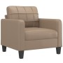 Sillón con taburete cuero sintético color capuchino 60 cm en Sofás | Comprar online en Foru.es