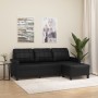 Sofá de 3 plazas con taburete cuero sintético negro 180 cm en Sofás | Comprar online en Foru.es