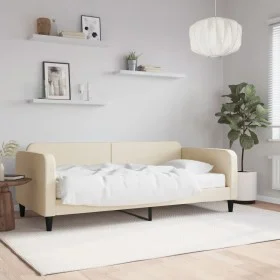 Sofá cama con colchón tela crema 90x200 cm de vidaXL, Camas y somieres - Ref: Foro24-3196802, Precio: 328,91 €, Descuento: %