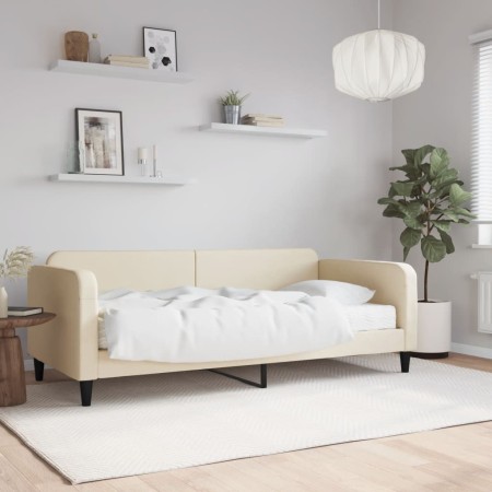 Sofá cama con colchón tela crema 90x200 cm de vidaXL, Camas y somieres - Ref: Foro24-3196802, Precio: 311,94 €, Descuento: %
