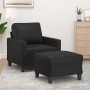 Sillón con taburete cuero sintético negro 60 cm en Sofás | Comprar online en Foru.es