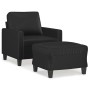 Sillón con taburete cuero sintético negro 60 cm en Sofás | Comprar online en Foru.es