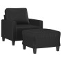 Sillón con taburete cuero sintético negro 60 cm en Sofás | Comprar online en Foru.es