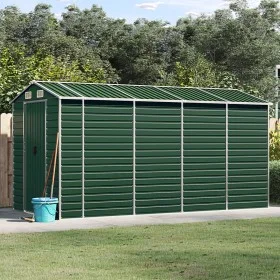 Cobertizo de jardín acero galvanizado verde 191x385x198 cm de vidaXL, Cobertizos - Ref: Foro24-3188234, Precio: 523,93 €, Des...