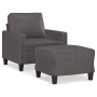 Sillón con taburete cuero sintético gris 60 cm en Sofás | Comprar online en Foru.es