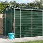 Cobertizo de jardín acero galvanizado verde 191x725x198 cm de vidaXL, Cobertizos - Ref: Foro24-3188238, Precio: 808,39 €, Des...