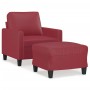 Sillón con taburete cuero sintético rojo tinto 60 cm en Sofás | Comprar online en Foru.es