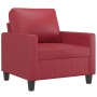Sillón con taburete cuero sintético rojo tinto 60 cm en Sofás | Comprar online en Foru.es