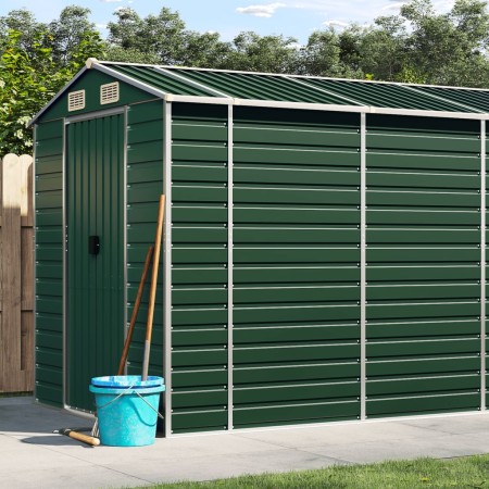 Cobertizo de jardín acero galvanizado verde 191x470x198 cm de vidaXL, Cobertizos - Ref: Foro24-3188235, Precio: 660,59 €, Des...