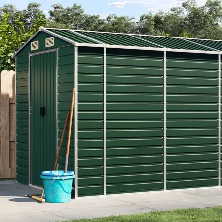 Cobertizo de jardín acero galvanizado verde 191x810x198 cm de vidaXL, Cobertizos - Ref: Foro24-3188239, Precio: 877,69 €, Des...