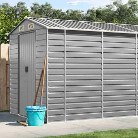 Cobertizo de jardín acero galvanizado gris claro 191x640x198 cm de vidaXL, Cobertizos - Ref: Foro24-3188248, Precio: 803,95 €...