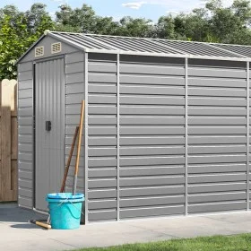 Cobertizo de jardín acero galvanizado gris claro 191x555x198 cm de vidaXL, Cobertizos - Ref: Foro24-3188247, Precio: 728,35 €...