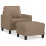 Sillón con taburete cuero sintético color capuchino 60 cm en Sofás | Comprar online en Foru.es