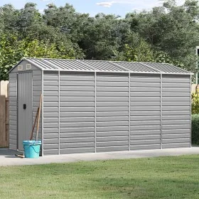 Cobertizo de jardín acero galvanizado gris claro 191x385x198 cm de vidaXL, Cobertizos - Ref: Foro24-3188245, Precio: 505,94 €...