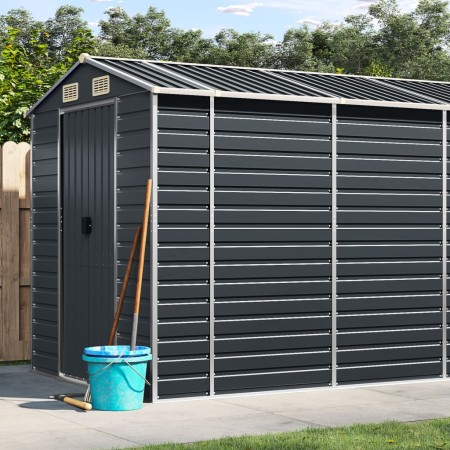 Cobertizo de jardín acero galvanizado antracita 191x470x198 cm de vidaXL, Cobertizos - Ref: Foro24-3188257, Precio: 868,04 €,...