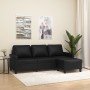 Sofá de 3 plazas con taburete cuero sintético negro 180 cm en Sofás | Comprar online en Foru.es