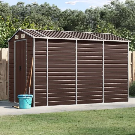 Cobertizo de jardín acero galvanizado marrón 191x300x198 cm de vidaXL, Cobertizos - Ref: Foro24-3188266, Precio: 412,36 €, De...