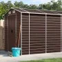 Cobertizo de jardín acero galvanizado marrón 191x555x198 cm de vidaXL, Cobertizos - Ref: Foro24-3188269, Precio: 698,98 €, De...