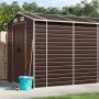 Cobertizo de jardín acero galvanizado marrón 191x895x198 cm de vidaXL, Cobertizos - Ref: Foro24-3188273, Precio: 988,22 €, De...