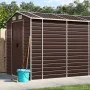 Cobertizo de jardín acero galvanizado marrón 191x640x198 cm de vidaXL, Cobertizos - Ref: Foro24-3188270, Precio: 771,27 €, De...