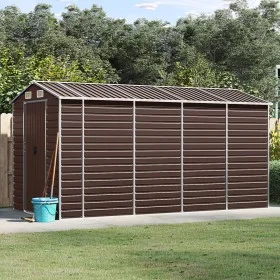 Cobertizo de jardín acero galvanizado marrón 191x385x198 cm de vidaXL, Cobertizos - Ref: Foro24-3188267, Precio: 495,72 €, De...