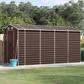 Cobertizo de jardín acero galvanizado marrón 191x385x198 cm de vidaXL, Cobertizos - Ref: Foro24-3188267, Precio: 542,62 €, De...