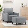 Sillón con taburete tela gris claro 60 cm en Sofás | Comprar online en Foru.es