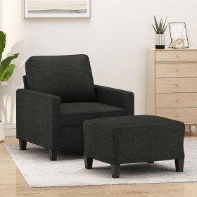 Sillón con taburete tela negro 60 cm en Sofás | Comprar online en Foru.es