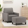 Sillón con taburete tela gris taupe 60 cm en Sofás | Comprar online en Foru.es