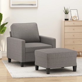 Sillón con taburete tela gris taupe 60 cm en Sofás | Comprar online en Foru.es