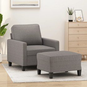 Sillón con taburete tela gris taupe 60 cm en Sofás | Comprar online en Foru.es