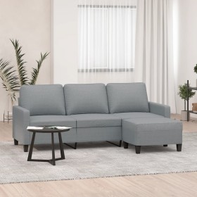 Sofá de 3 plazas con taburete de tela gris claro 180 cm en Sofás | Comprar online en Foru.es