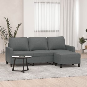 Sofá de 3 plazas con taburete de tela gris oscuro 180 cm en Sofás | Comprar online en Foru.es