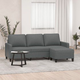 Sofá de 3 plazas con taburete de tela gris oscuro 180 cm en Sofás | Comprar online en Foru.es