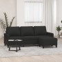 Sofá de 3 plazas con taburete de tela negro 180 cm en Sofás | Comprar online en Foru.es