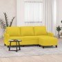 Sofá de 3 plazas con taburete de tela amarillo claro 180 cm en Sofás | Comprar online en Foru.es