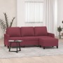 Sofá de 3 plazas con taburete de tela rojo tinto 180 cm en Sofás | Comprar online en Foru.es