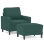 Sillón con taburete terciopelo verde oscuro 60 cm en Sofás | Comprar online en Foru.es